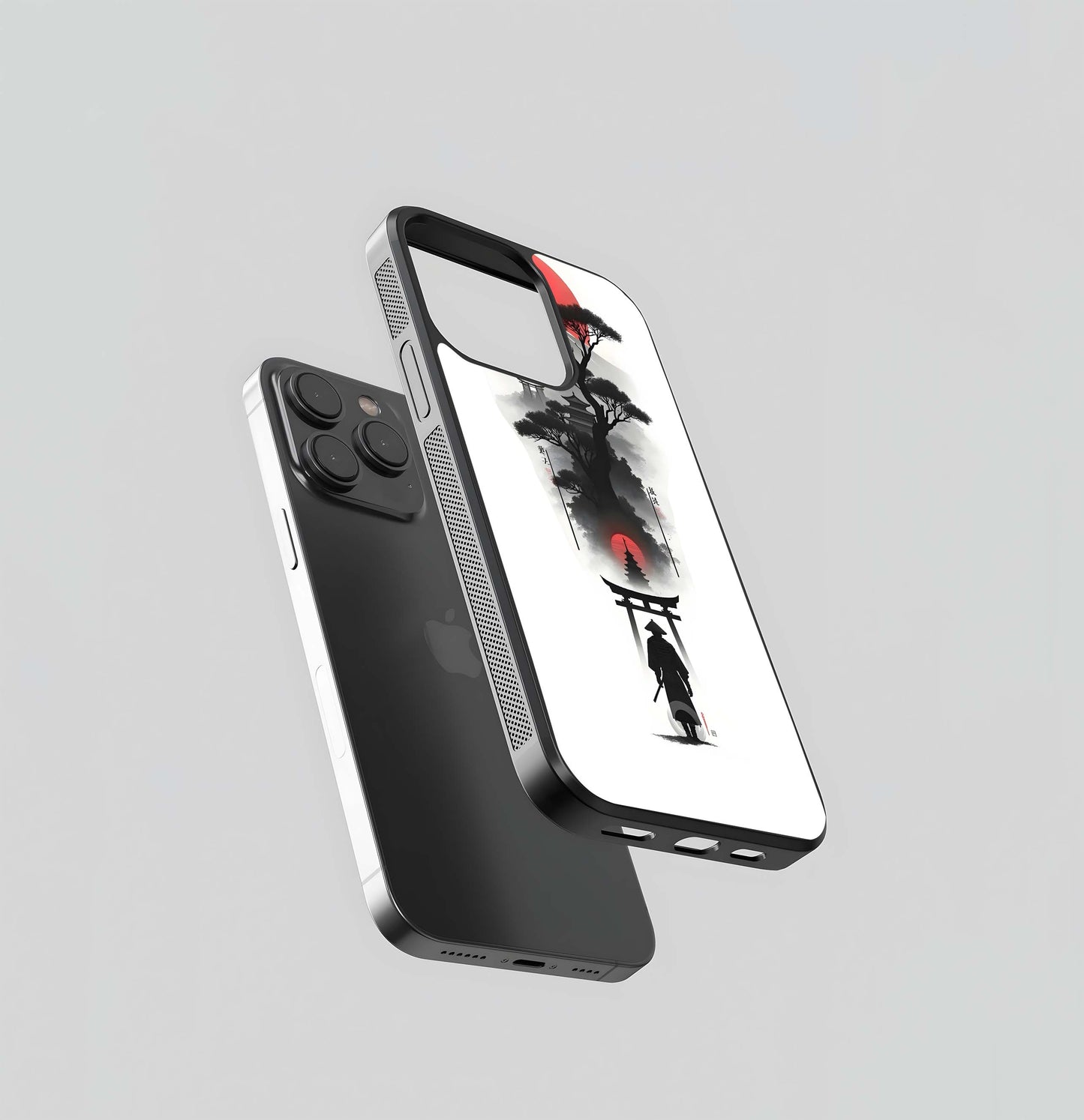 Japanese Samurai Landscape Collage Glass Case