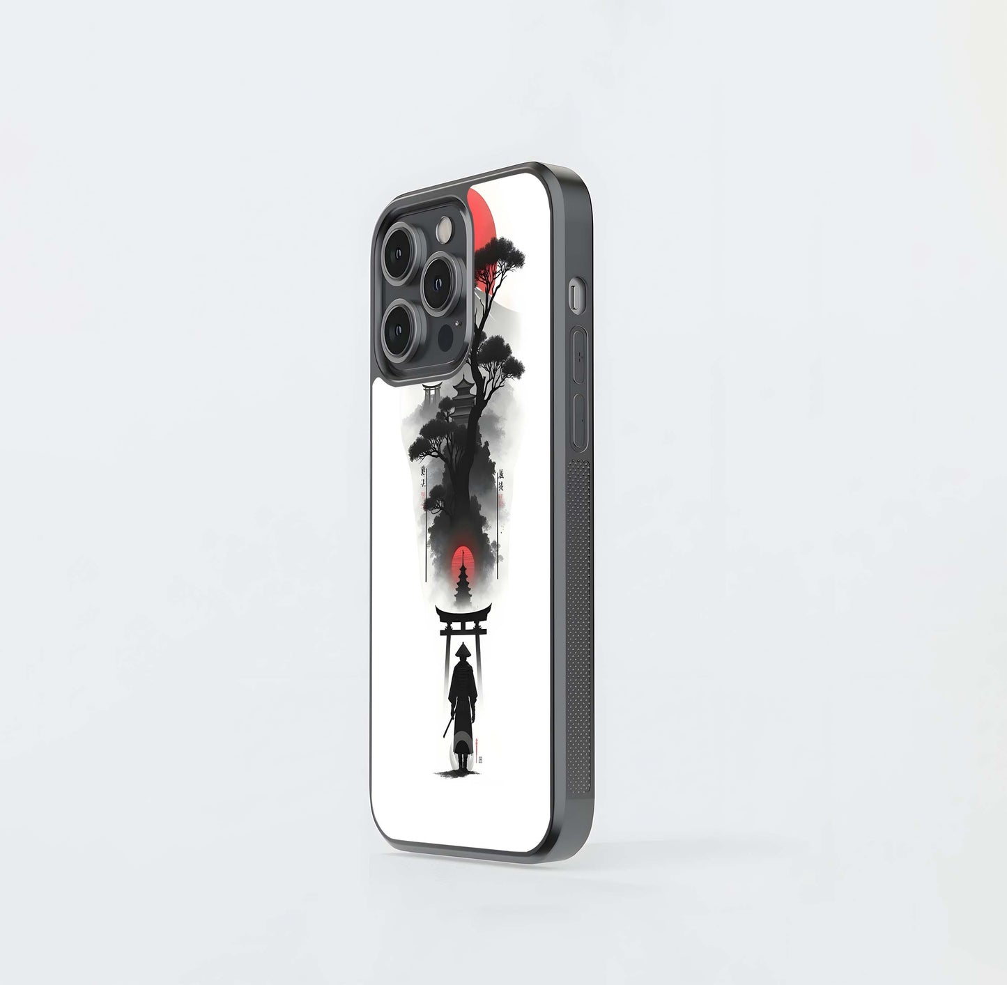 Japanese Samurai Landscape Collage Glass Case