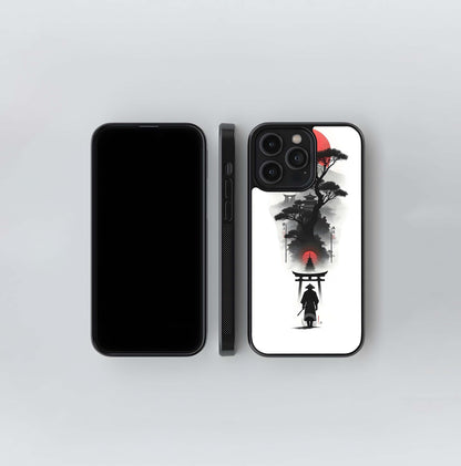 Japanese Samurai Landscape Collage Glass Case