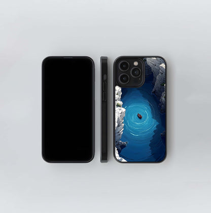 Boat in Deep Blue Sea Cave Grotto Glass Case