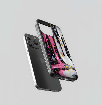 High-Gloss Gold Speckle Drip Glass Case