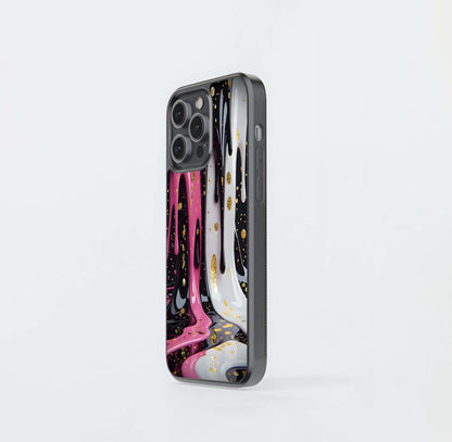 High-Gloss Gold Speckle Drip Glass Case