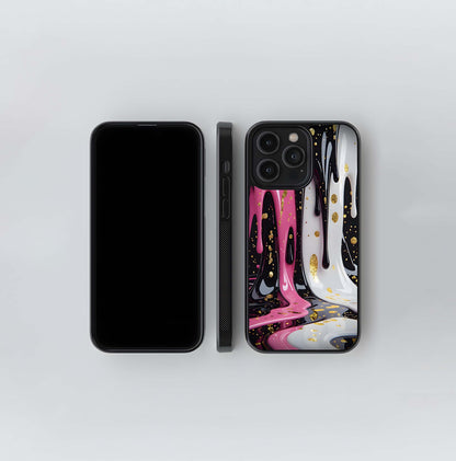 High-Gloss Gold Speckle Drip Glass Case