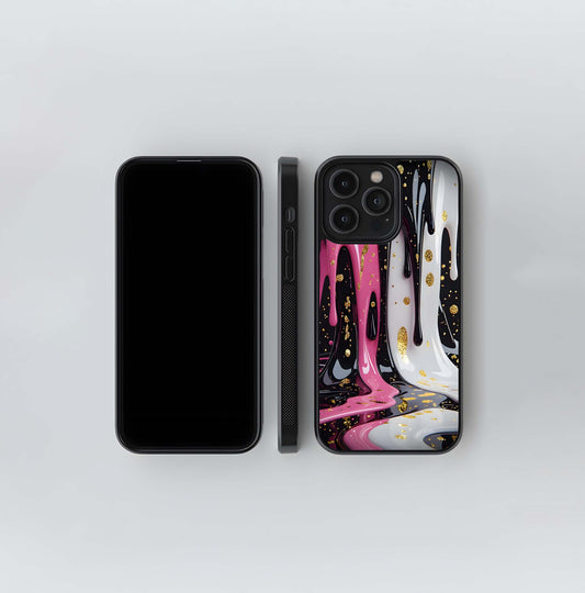 High-Gloss Gold Speckle Drip Glass Case