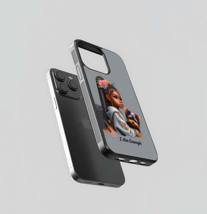 I Am Enough' Portrait Glass Case