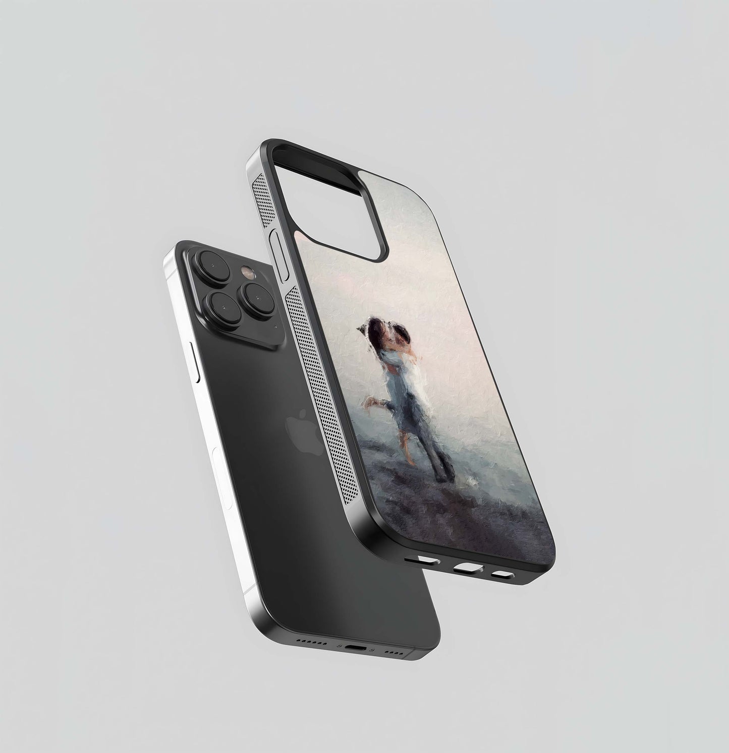 Impressionist Couple Embrace Glass Case