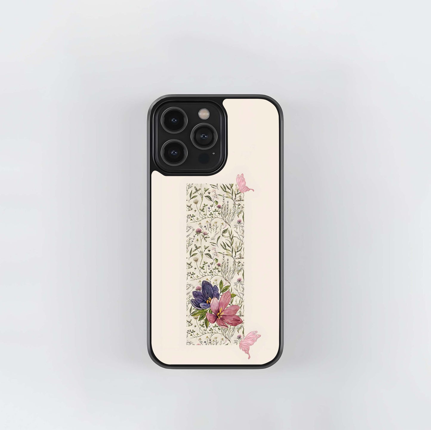 Botanical with Butterflies Glass Case