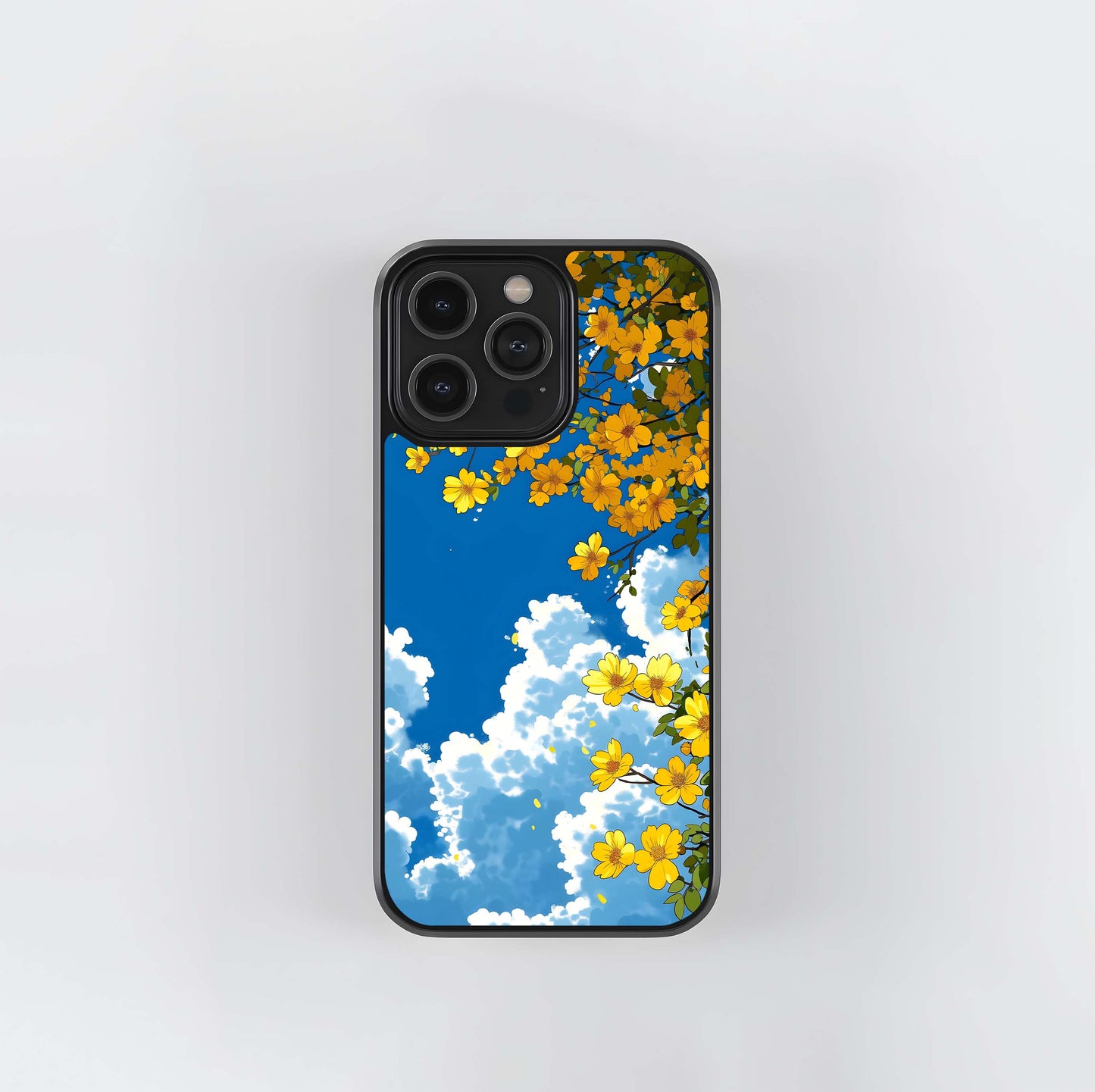Golden Petal Sky Glass Case