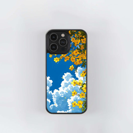 Golden Petal Sky Glass Case