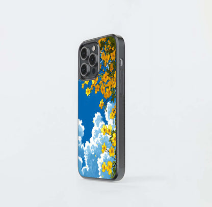 Golden Petal Sky Glass Case
