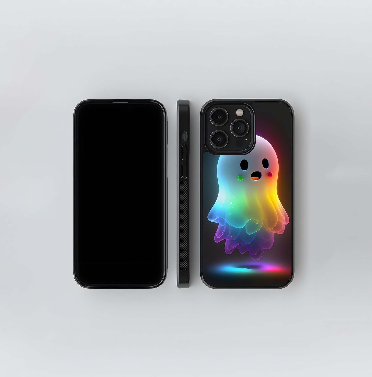 Kawaii Rainbow Ghost Glass Case