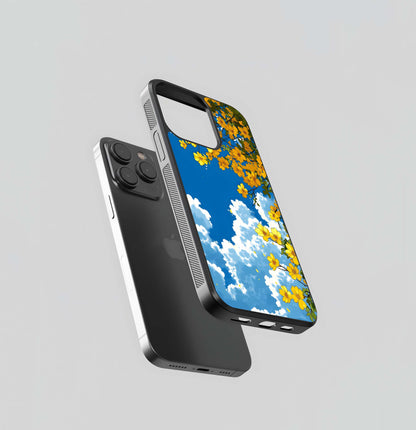 Golden Petal Sky Glass Case