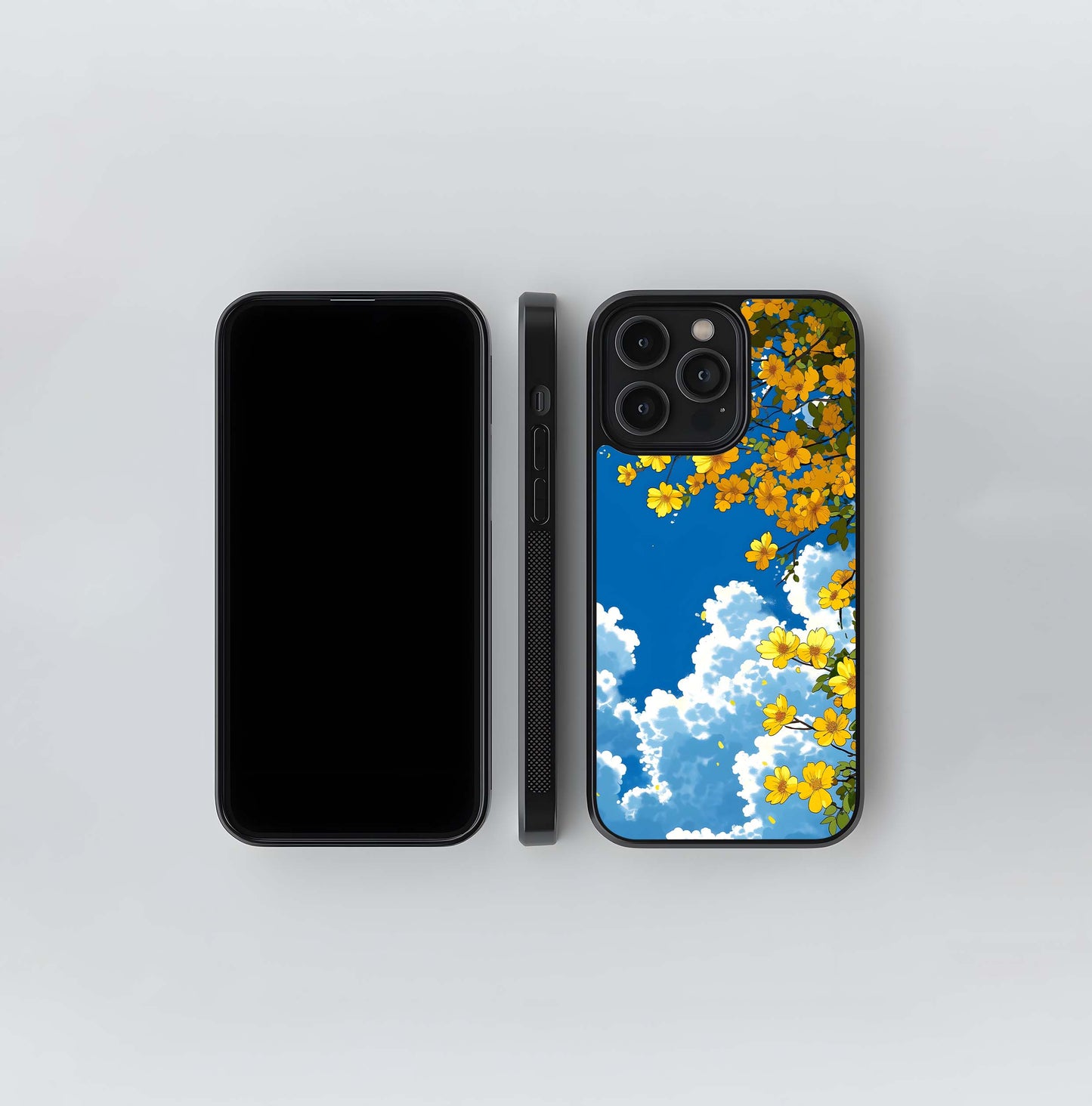 Golden Petal Sky Glass Case