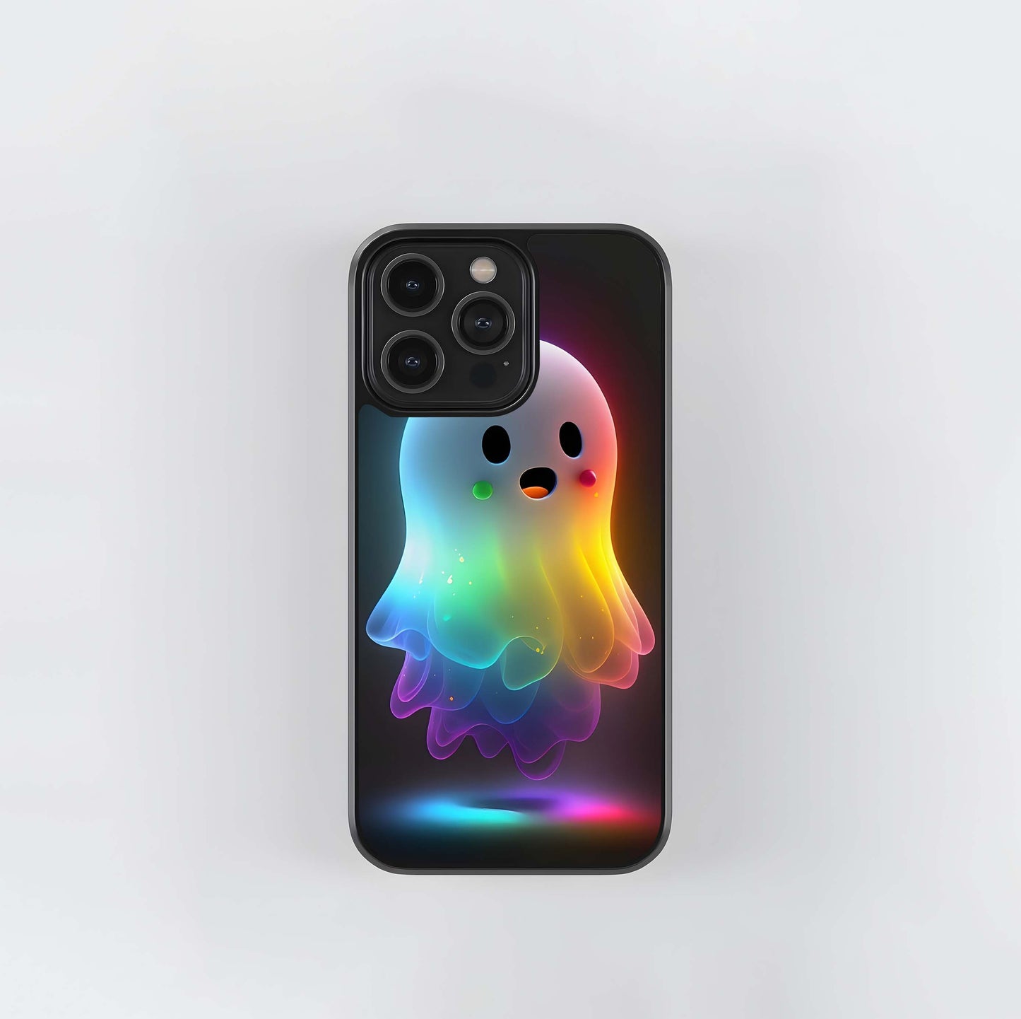 Kawaii Rainbow Ghost Glass Case