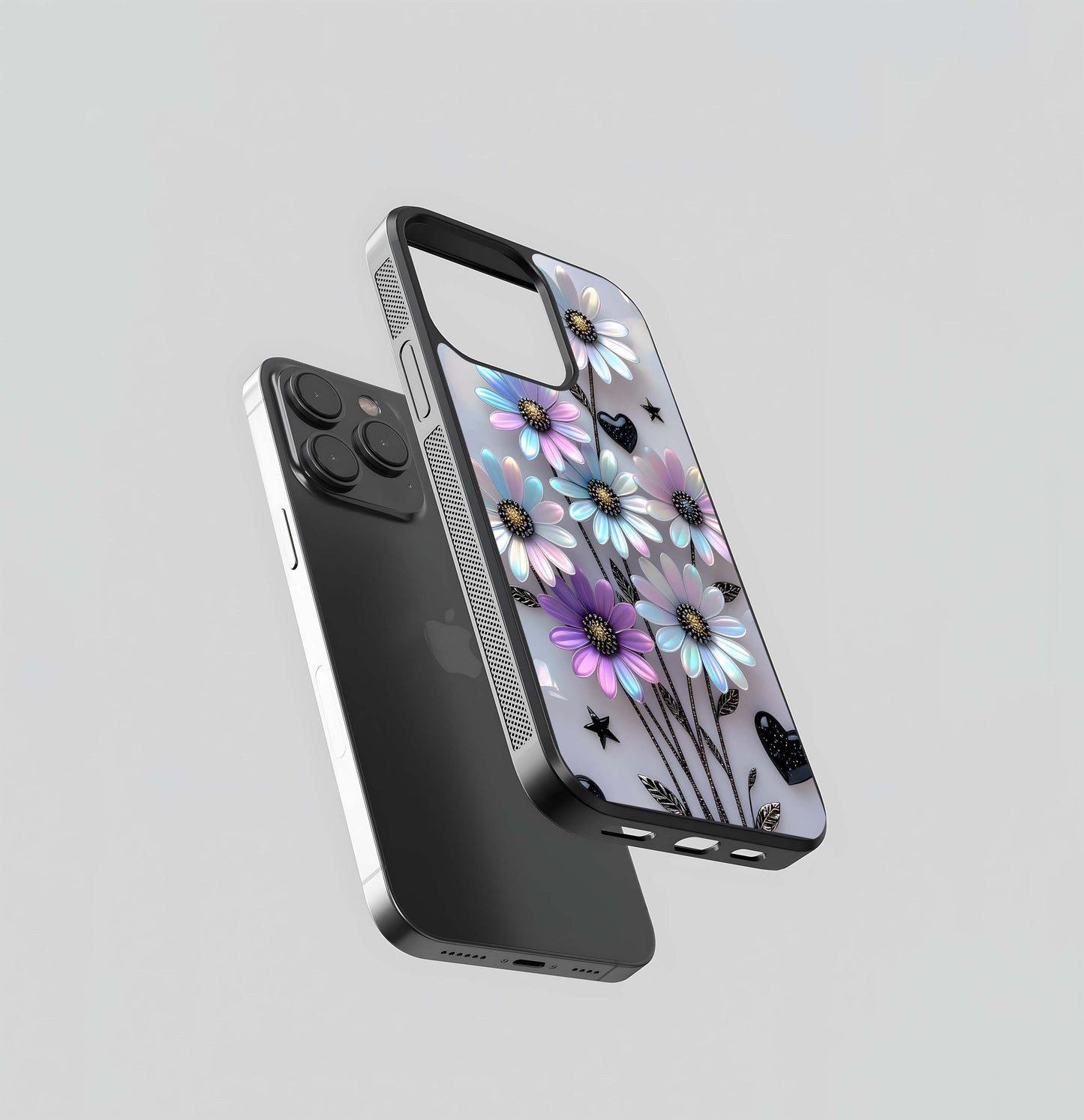 Iridescent Daisy Cluster Glass Case