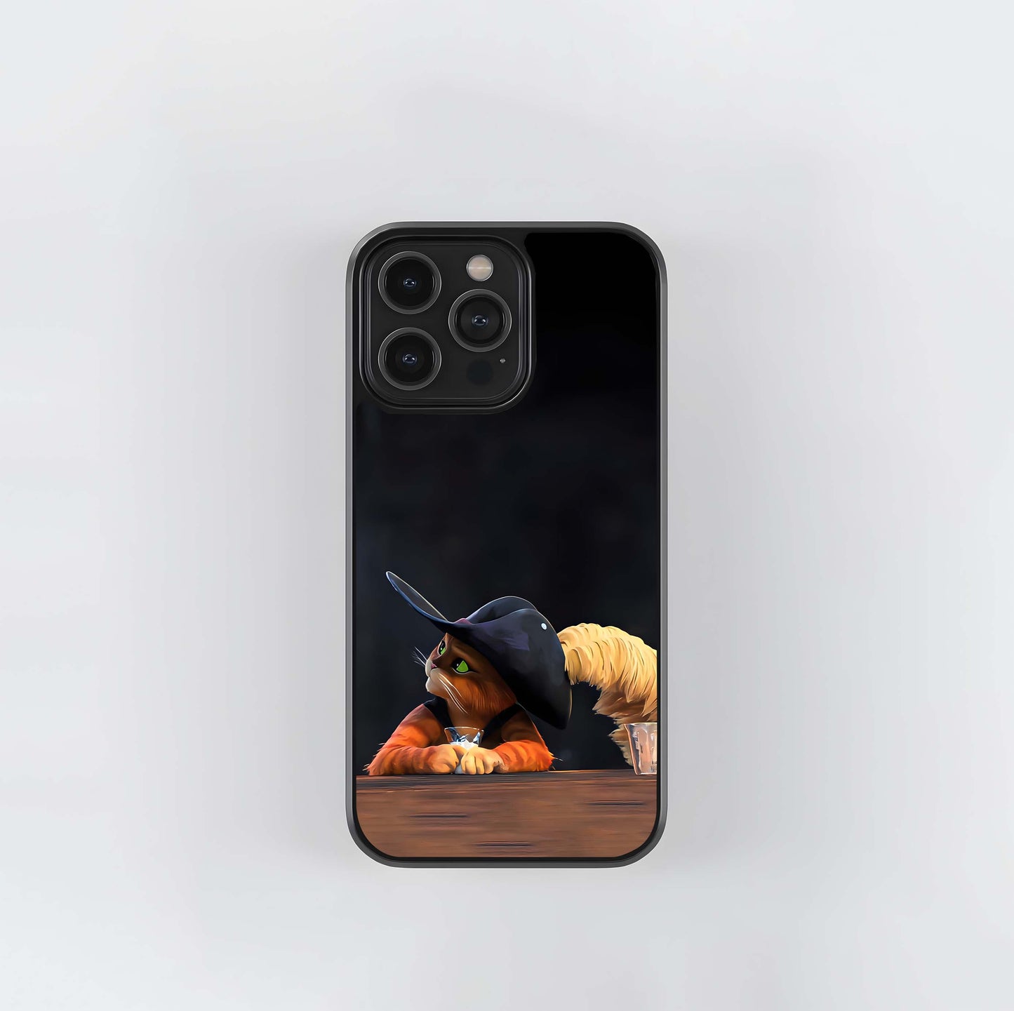 Puss in Boots at the Bar Glass Case