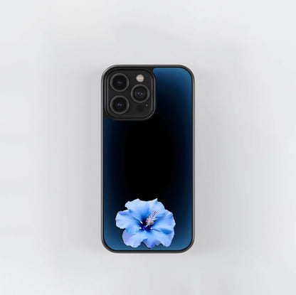 Hibiscus Flower blue glow Glass Case