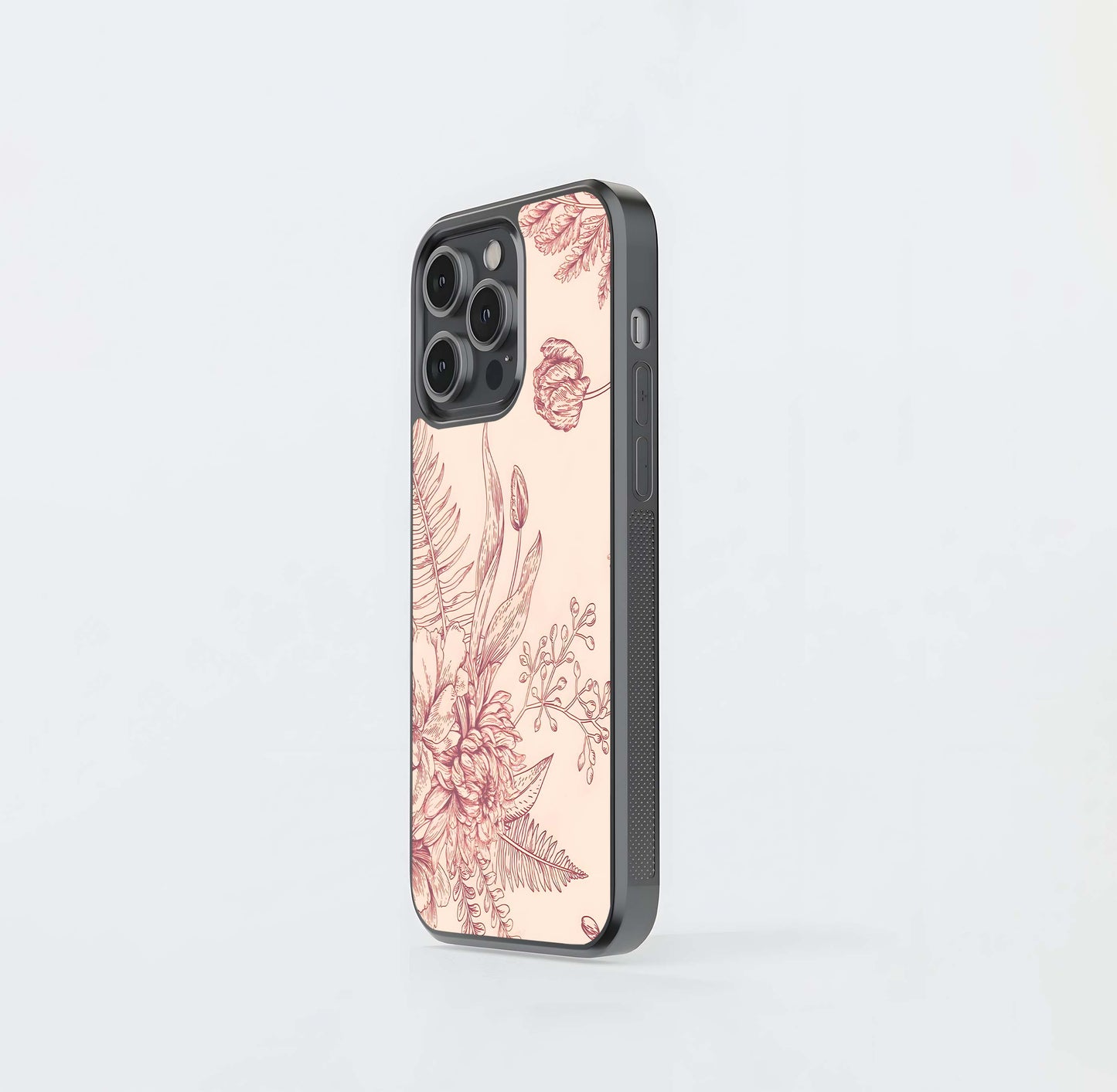 Dusty Rose Botanical Etching Glass Case