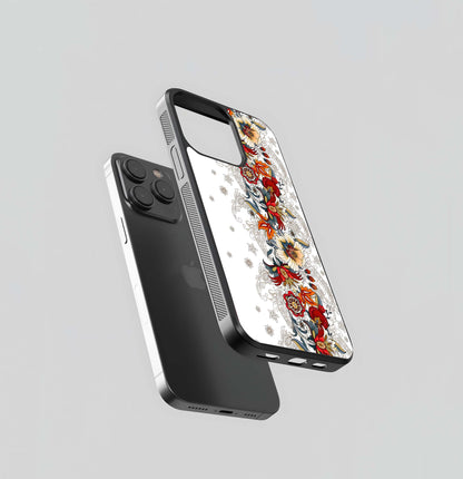 Brocade Floral Border Glass Case