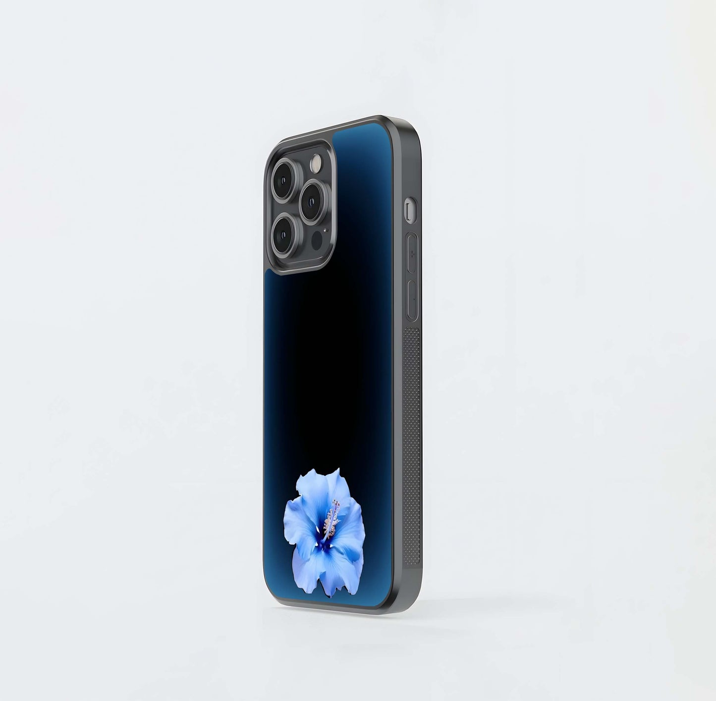 Hibiscus Flower blue glow Glass Case