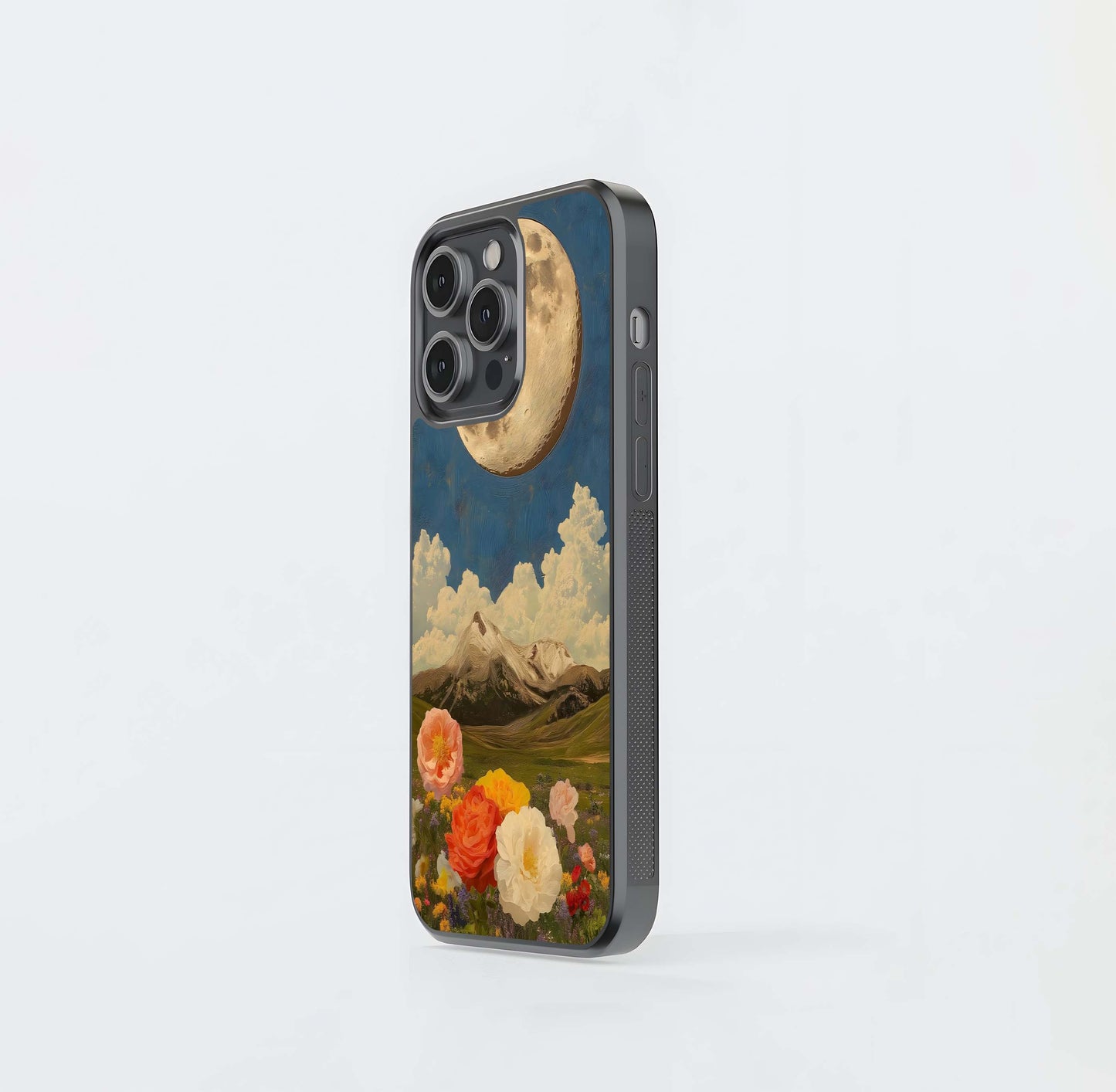 golden moon over mountain Glass Case