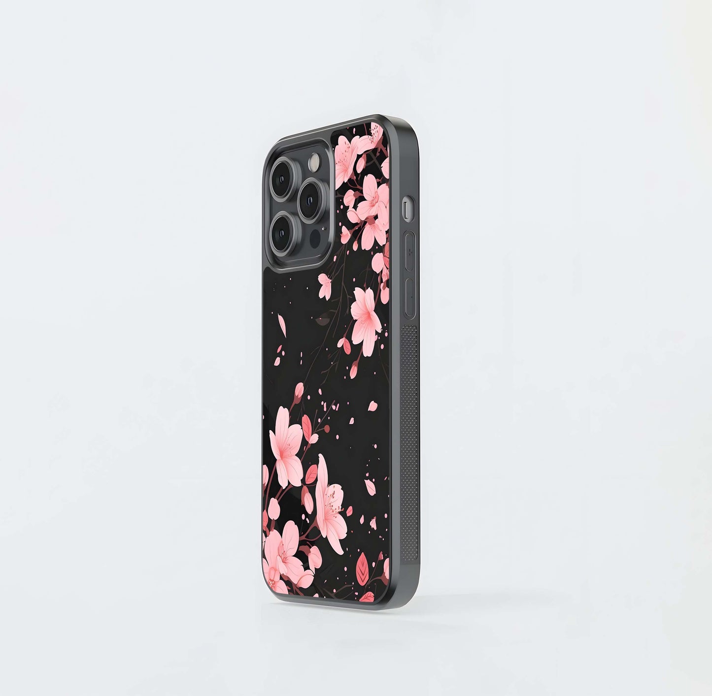 Cute Pink Flowers Glass Case