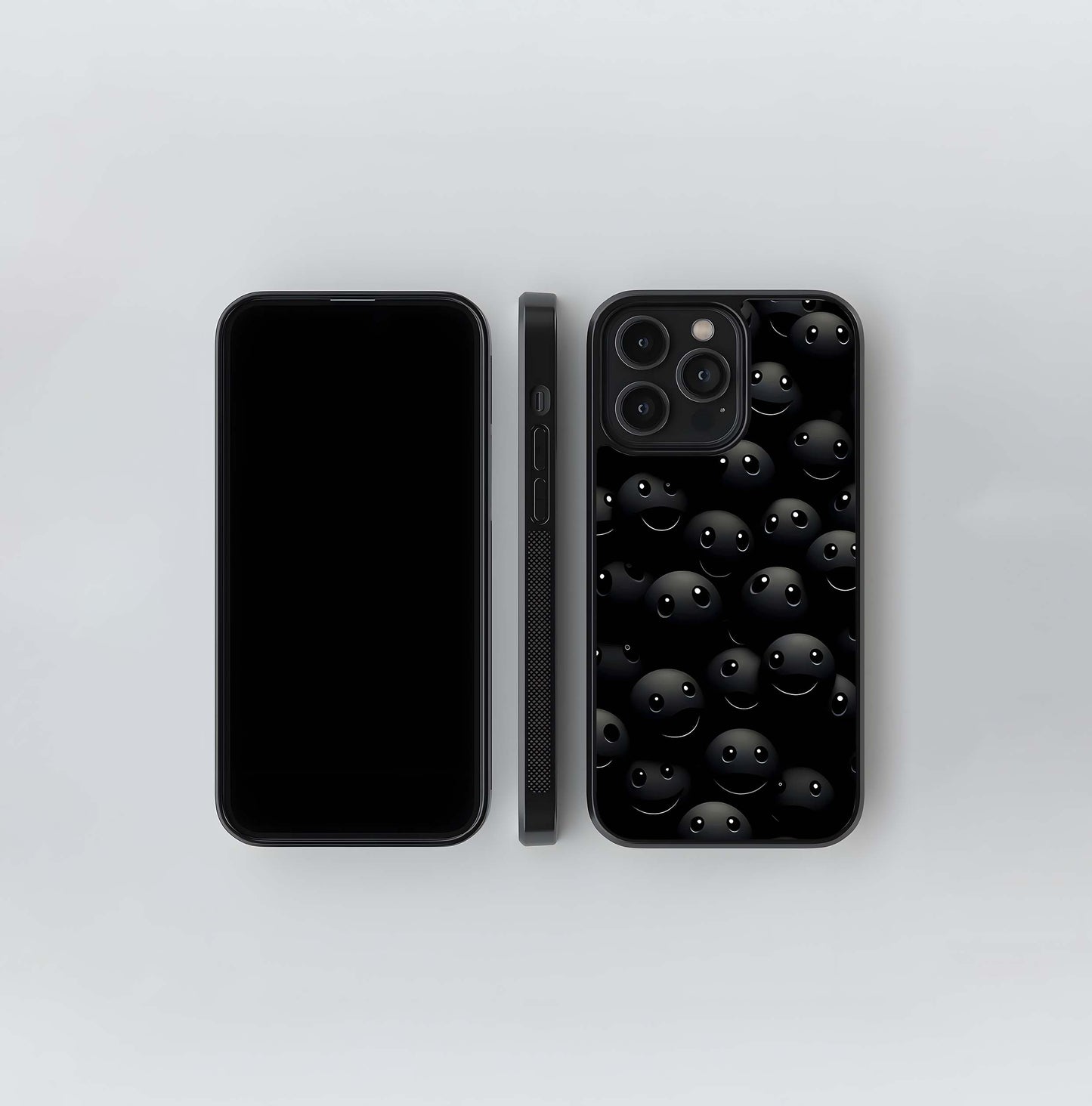 Minimalist Black Smileys Glass Case