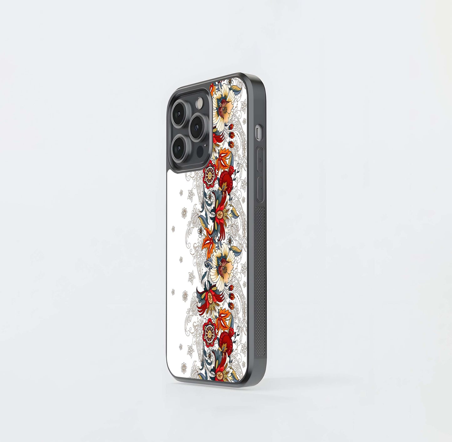 Brocade Floral Border Glass Case