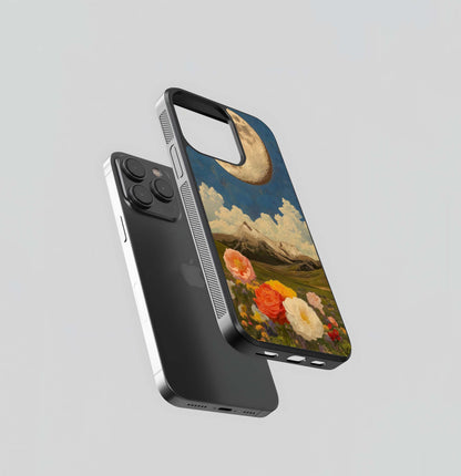 golden moon over mountain Glass Case