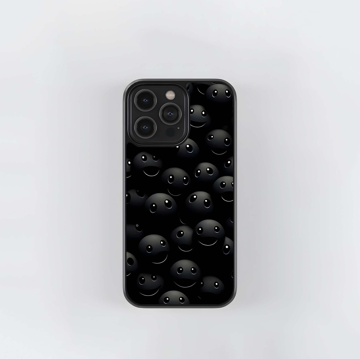 Minimalist Black Smileys Glass Case