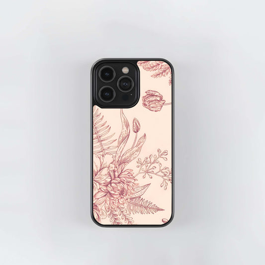 Dusty Rose Botanical Etching Glass Case