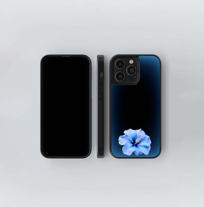 Hibiscus Flower blue glow Glass Case