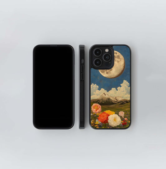 golden moon over mountain Glass Case