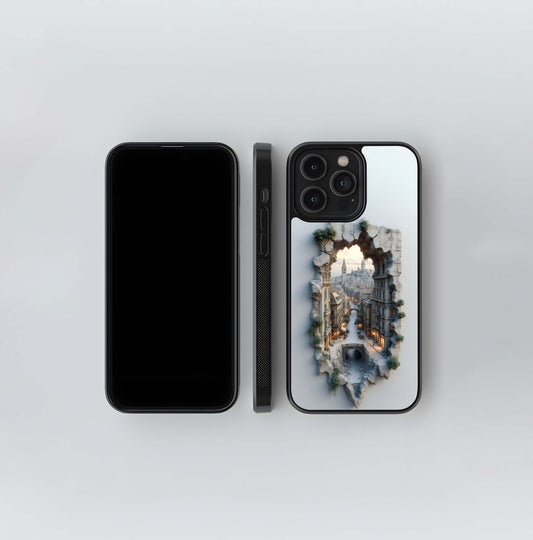 Stone Archway City View Glass Case