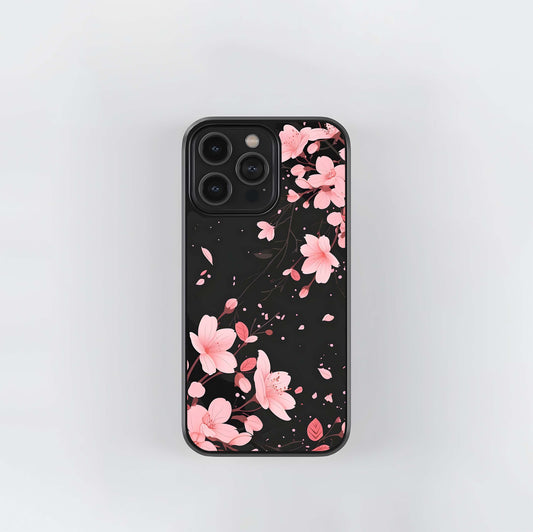 Cute Pink Flowers Glass Case
