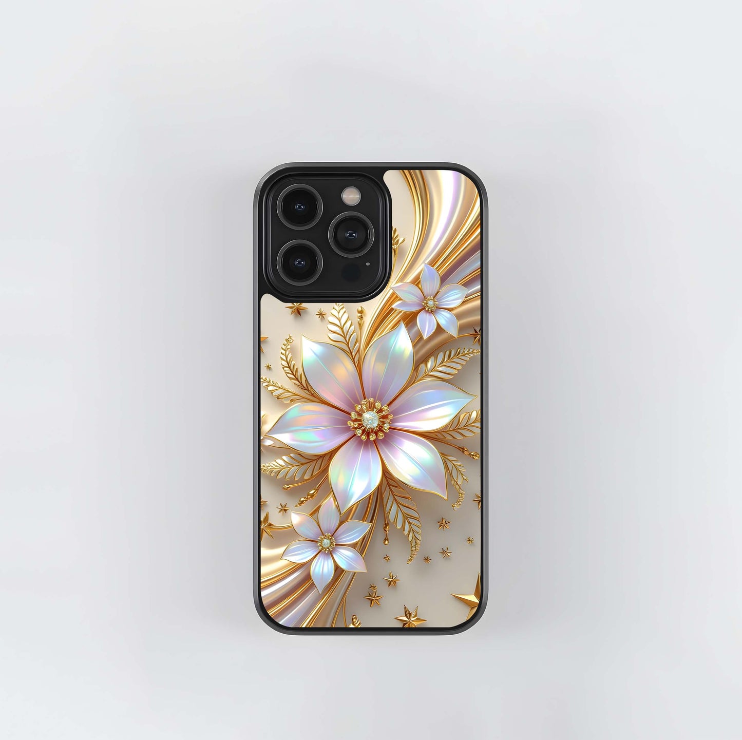 Iridescent Gold Bloom Glass Case