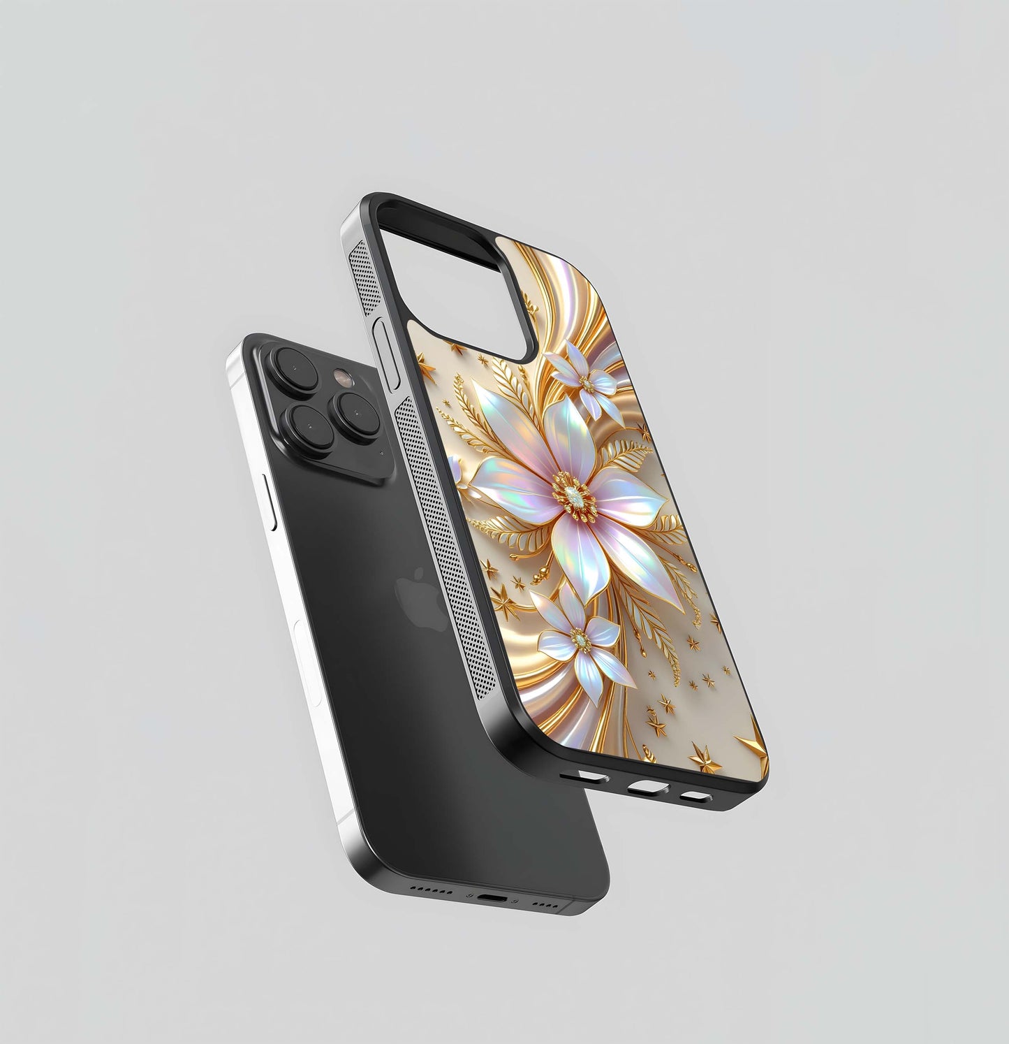 Iridescent Gold Bloom Glass Case