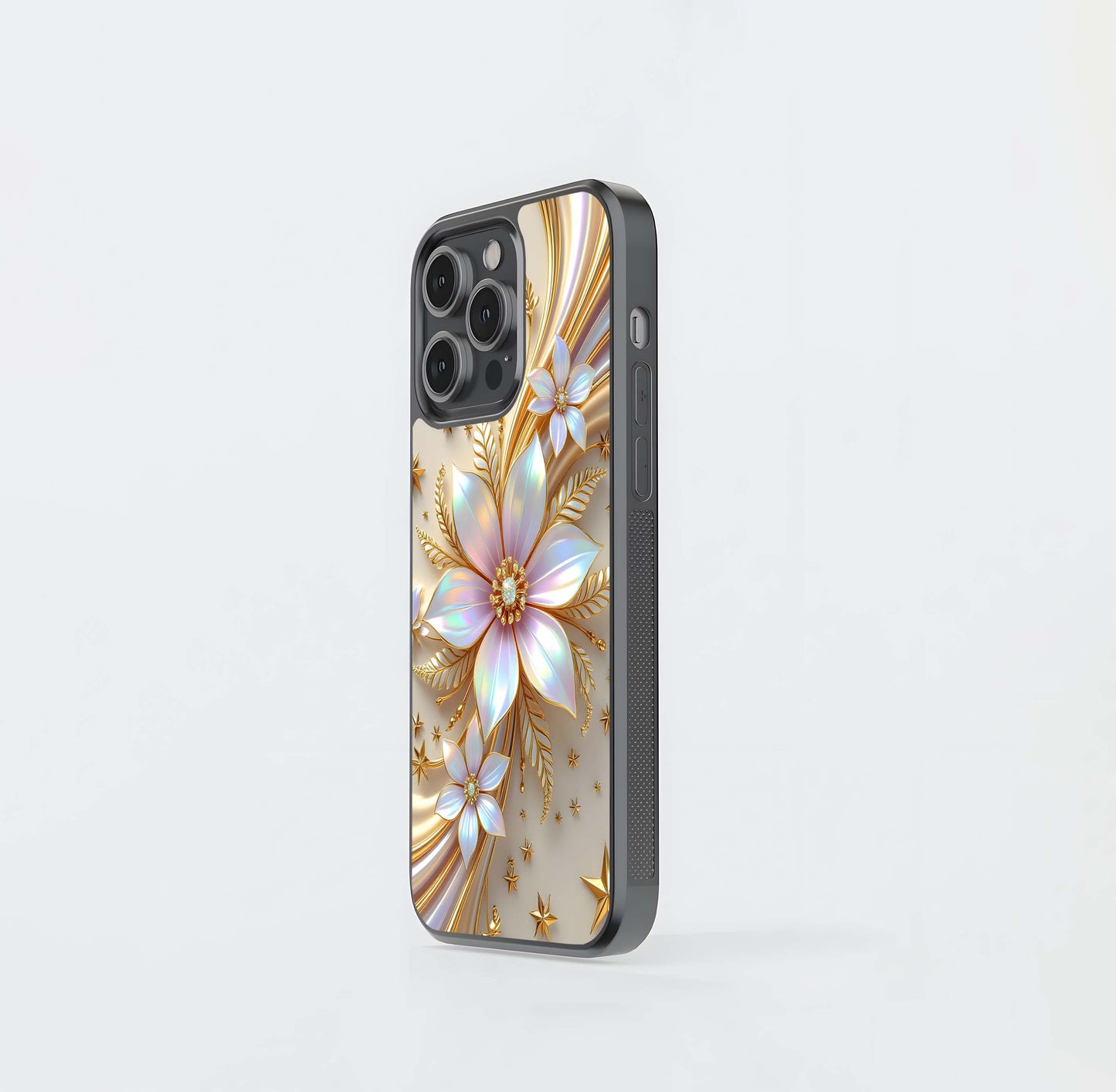 Iridescent Gold Bloom Glass Case