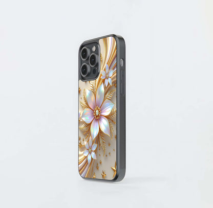 Iridescent Gold Bloom Glass Case
