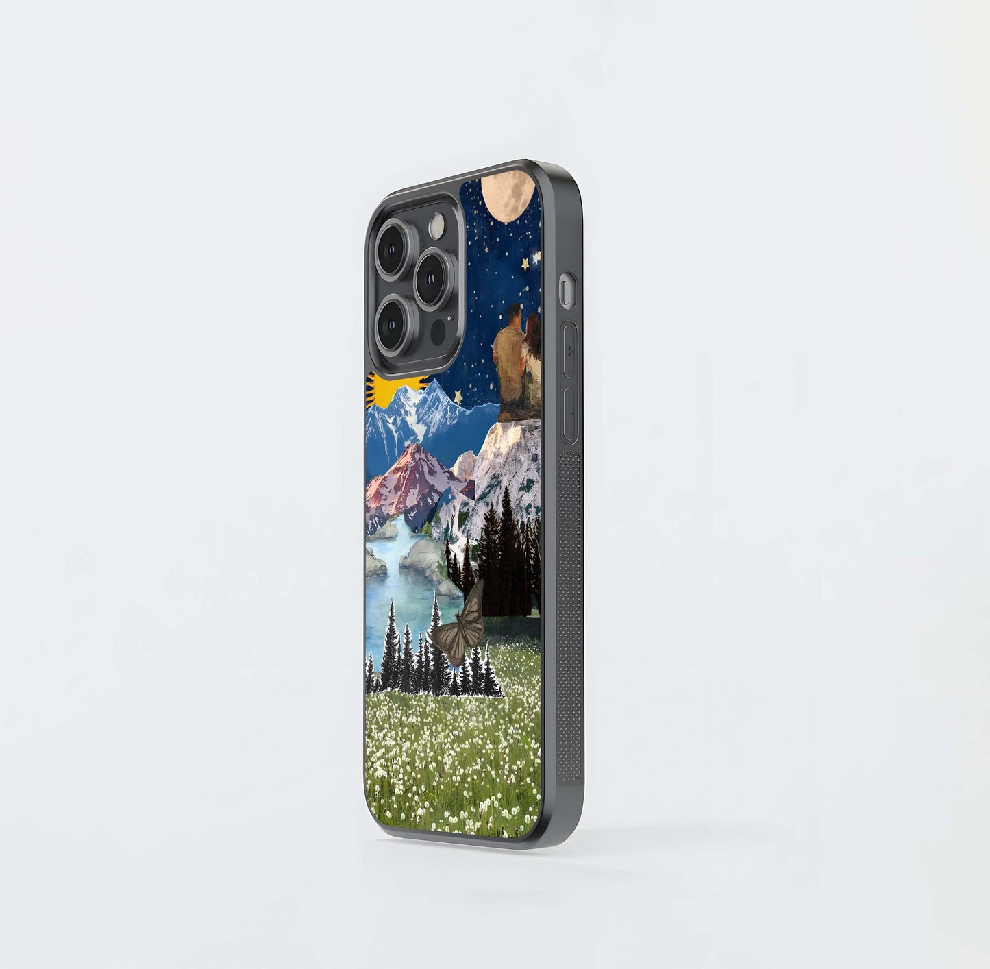 Couple under starry sky Glass Case