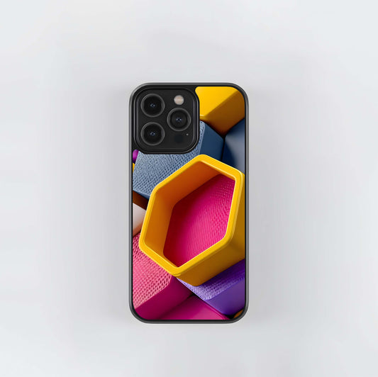 Textured Hexagon Cubes Glass Case