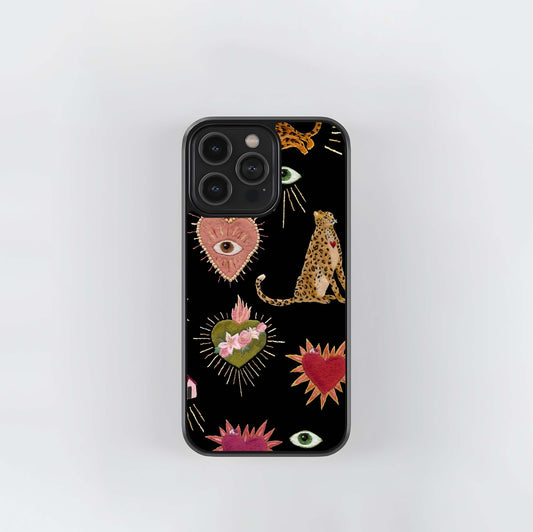 Sacred Heart Jaguar Embroidery Glass Case