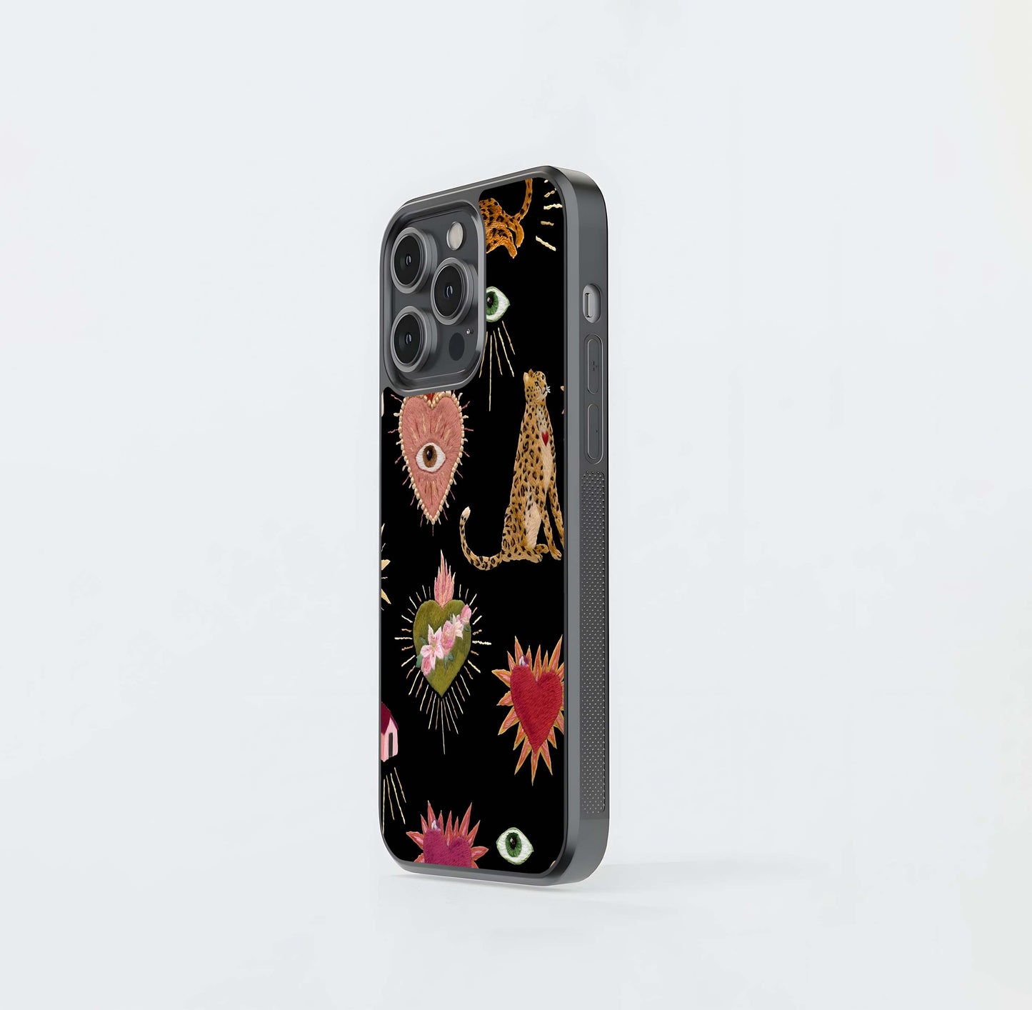 Sacred Heart Jaguar Embroidery Glass Case