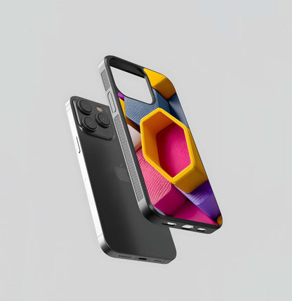 Textured Hexagon Cubes Glass Case