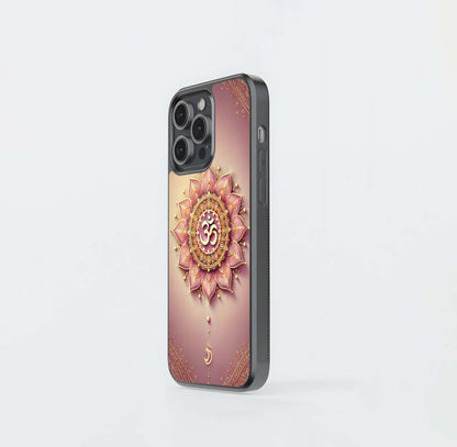 Rose Gold Om Mandala Glass Case