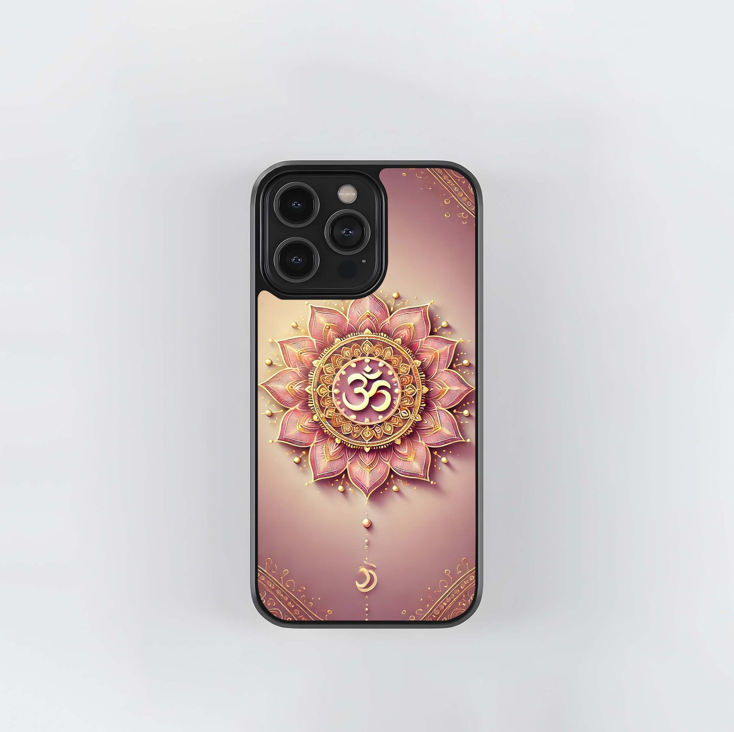 Rose Gold Om Mandala Glass Case