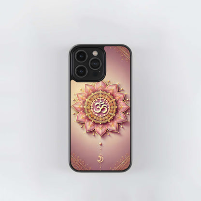 Rose Gold Om Mandala Glass Case