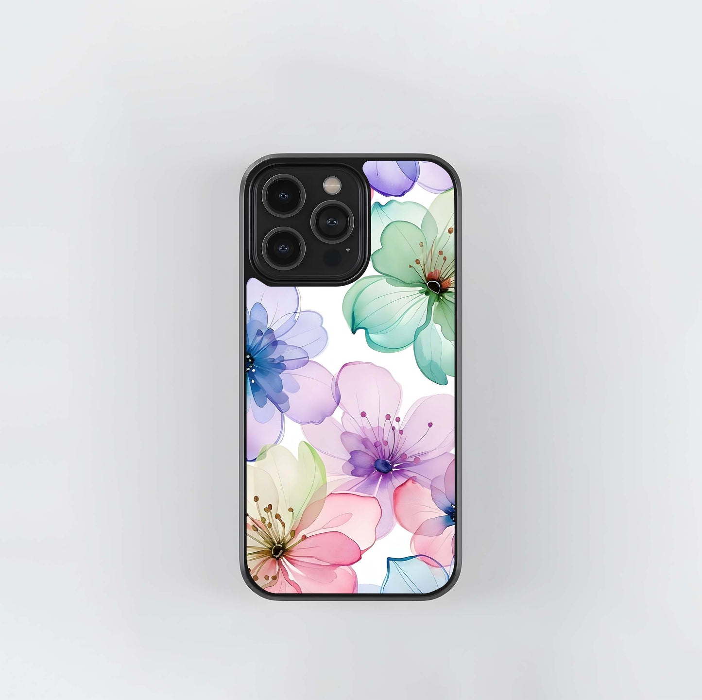 Cute Rainbow Flower Glass Case