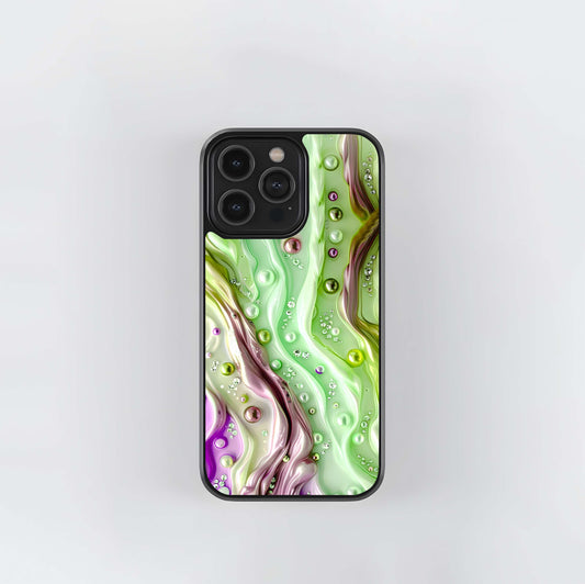 Jade and Amethyst Liquid Marble Glass Case