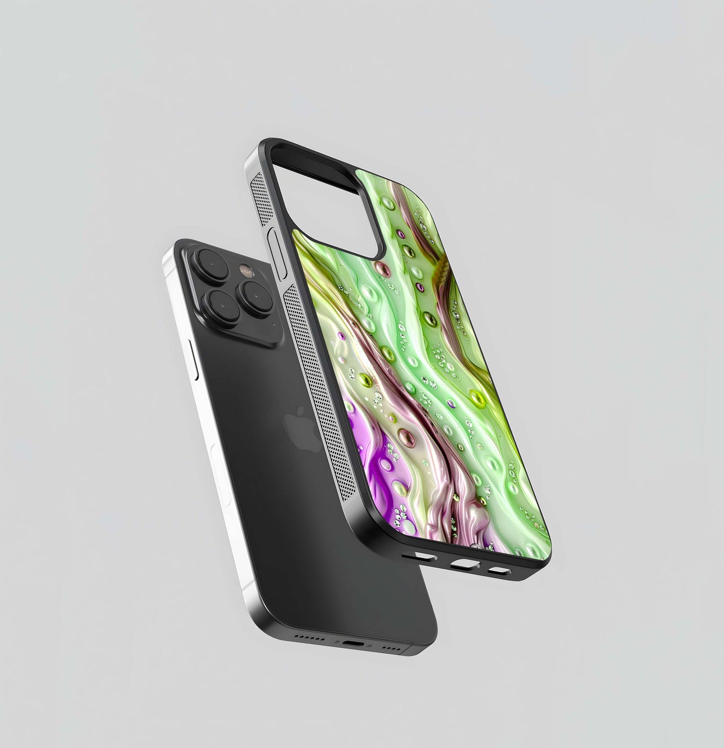 Jade and Amethyst Liquid Marble Glass Case